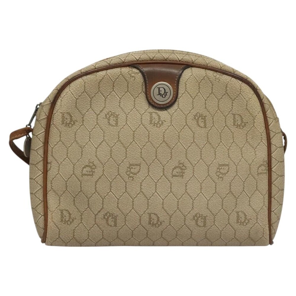 Christian Dior Vintage Honeycomb Canvas and Leather